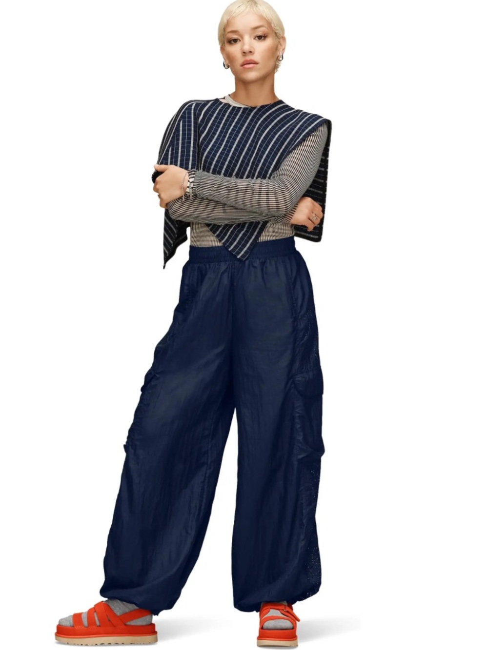 UGG Giavanni Balloon Women Navy Elastic Waist Cargo Pants XXL Lagenlook pull on
